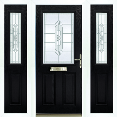 Victorian Frosted Art & Victorian Side Panel Etch Splendour Black Door